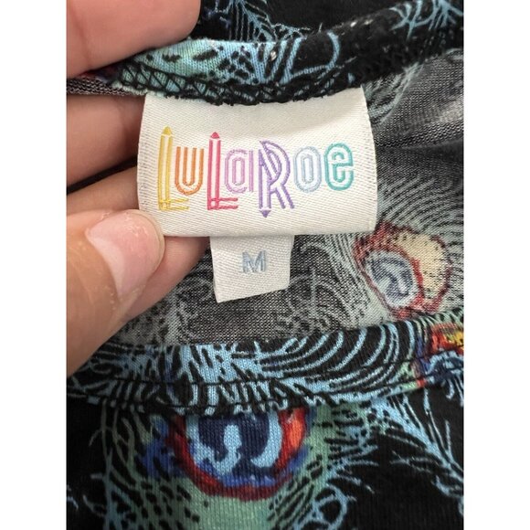 Lularoe‎ Julia Dress Women's Size Medium Blue Peacock Knee Length Midi Colorful - Picture 6 of 8